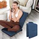 Adjustable Floor Chair with Back Support Foldable Meditation Chair, Blue, Upgraded Comfort, 3.15'' Thicker Cushion, High Back, 14-Position Adjust, 330lbs Weight Capacity, Washable Linen Cover, Fold for Easy Storage