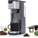 Mixpresso Gray Single Serve Coffee Brewer K-Cup Pods Compatible & Ground, 30 oz Compact Coffee Maker Single Serve With 5 Brew Sizes Up To 14 Oz, Fits Travel Mug, Adjustable Drip Tray