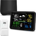 Digital Wireless Rain Gauge Outdoor, Home Weather Station Wireless Indoor Outdoor with Self-Emptying Rain Gauge, Thermometer, Barometer, Hygrometer, Atomic Clock, Weather Forecast and Alerts