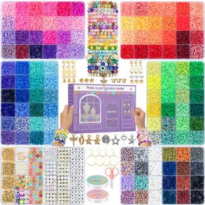Sunlode 30,000Pcs Clay Beads Bracelets Making Kit, Beads for Bracelets 6 Boxes Bead for Jewelry Making Kit Friendship Bracelet Gifts Trendy Stuff Letter Bead Craft Adult, 6mm