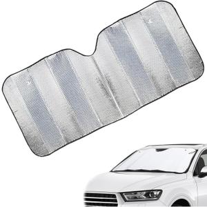 Car Windshield Sun Visor Protector, Aluminum Foil Heat Insulation Windshield Sun Shade, 55.12" x 27.56" Suction Cup Fixed Front Window Block Sun Cover, Universal for Car SUV Truck (Large)