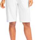 G Gradual Women's 12" Bermuda Long Shorts with Pockets High Waisted Stretch Knee Length Shorts for Women Summer Walking (White, L)