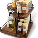 2 Tier Wooden Spice Rack Organizer, 360 Rotating Lazy Susan, 11.8 Inch Large Capacity Countertop Spice Shelf, Adjustable Height, Pine Wood, for Kitchen Bathroom Cosmetic Storage gift set