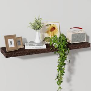 Axeman Floating Shelves, 8 Inch Deep Rustic Solid Wood Wall Shelves for Storage, Wall Mounted Display Shelving with Invisible Heavy-Duty Metal Bracket, 36" W x 8" D x 1.6" H, Rustic Brown (36" W, 1-Pack)