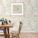 Wallpaper Peel and Stick Floral Wall Paper Removable Waterproof Gray/Yellow/Blue Contact Paper for Bedroom, Bathroom, Home Wall 17.3" x 118"