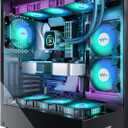 MUSETEX PC CASE ATX 6 PWM ARGB Fans Pre-Installed, Type-C Mid Tower Computer Case with Full-View Dual Tempered Glass, Gaming PC Case,Black(K2)