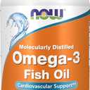 NOW Foods Supplements, Omega-3 180 EPA / 120 DHA, Molecularly Distilled, Cardiovascular Support*, 200 Softgels, BB 10/2028