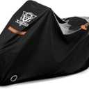 XYZCTEM Motorcycle Cover Waterproof Outdoor All Season Protection Motorcycle Storage Night Reflective Handles with Lock-Holes Storage Bag Fits up to 97" Motorcycle Vehicle Covers, Black