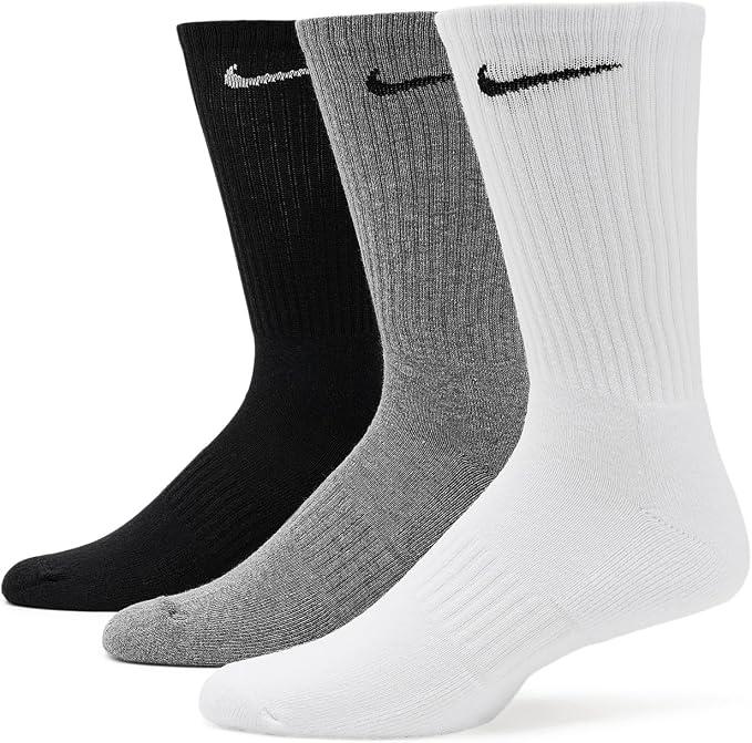 Nike Unisex Everyday Cushioned Training Crew Socks (3 Pairs), Multi-Color, Large