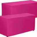 PLOYMONO Fuchsia Fitted Tablecloth, 2 Pack Table Clothes for 4 FT Rectangle Table, (48x24 Inch) Polyester Fabric Cover for Trade Craft Show, Buffet, Banquet, Wedding