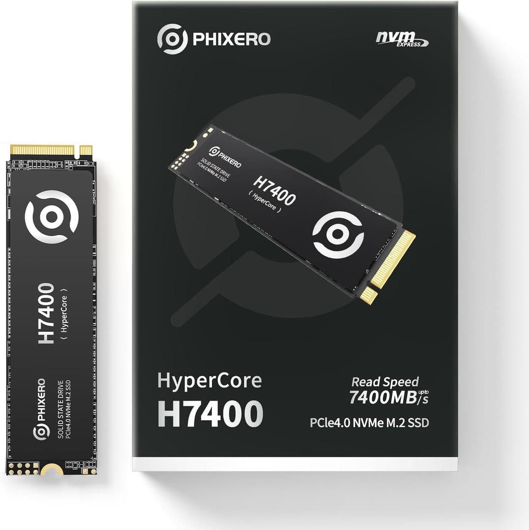 PHIXERO H7400 M.2 SSD 1TB, Industrial-Grade NVMe Solid State Drive, Up to 7450MB/s, PCIe 4.0 Gen4X4 Integrated M.2 2280 SSD for PS5, PC, Gaming Laptop - Professional High-Speed TLC Storage
