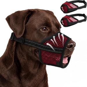 2PCS Dog Muzzles, Soft Adjustable Mesh Breathable Dog Mouth Guard