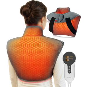 Comfytemp Weighted Heating Pad for Neck and Shoulders, Heating Pads for Back Pain Relief, Wearable Electric Heating Pads, FSA HSA Eligible, Adjustable Heated Wrap with Auto-Off, Mothers Day Gifts