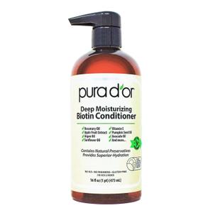PURA D'OR Deep Moisturizing Biotin Conditioner Thickens, Softens, & Moisturizes Dry, Frizzy, Damaged Hair w/Argan Oil, Pumpkin, Rosemary, Honeysuckle, Vitamin E, Men & Women, 16oz