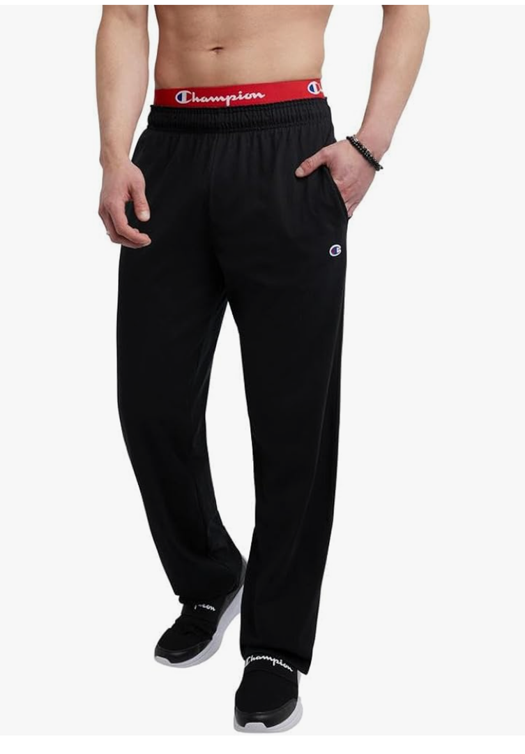 Champion Men's Pants, Lightweight Open-Hem Lounge Pants for Men, Jersey Pants  , L Tall