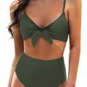 Blooming Jelly Womens High Waisted Bikini Set Tie Knot High Rise Two Piece Swimsuits Bathing Suits L