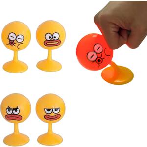 Desktop Punching Bag - 4.41 x 2.76 Inches, Light-Up Stress Relief Toy with Suction Cup Base, Eco-Friendly TPR Material, 4 Facial Expressions - Desk Toy for Anxiety and Fun