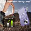 QTlier case for iPhone 14, 360 Rotatable Ring Stand, Raised Camera Frame, Shockproof with MagSafe Lilac