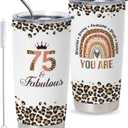 Vivulla68 75th Birthday Gifts For Women, 1950 Birthday Gift, Gifts For 75 Year Old Woman, Gift For Women Turning 75, 75th Birthday Travel Coffee Mug Tumbler For Mom, Grandma (1 Pack)