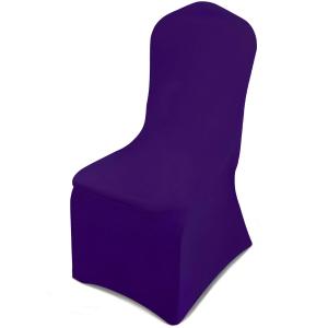 LEBENGURU Premium Spandex Chair Cover, Upgraded 1 PC Purple Super Stretch Chair Slipcover Protector with Elastic Leg Pocket for Party, Wedding, Event, Banquet Decoration