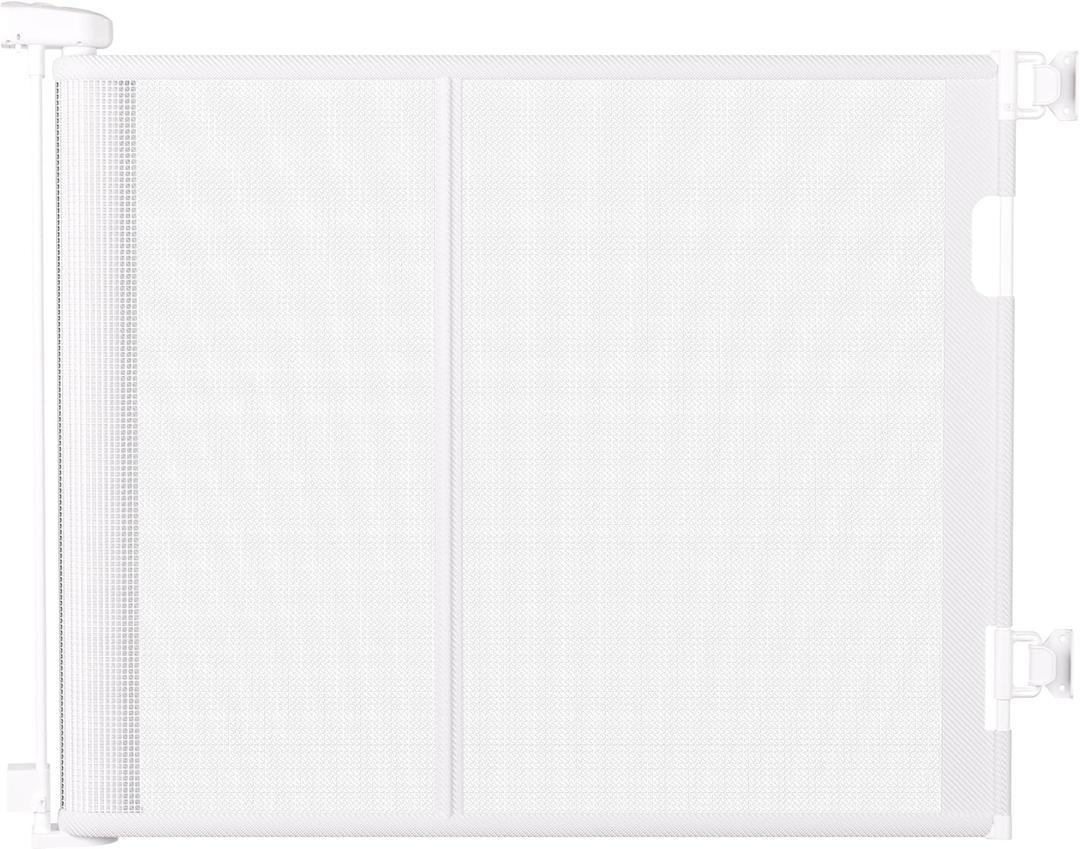 100 Retractable Baby Gate  34 Tall Extra Wide Mesh Safety Gate for Open Floor Plans, Wide Doorways  Baby and Pet Barrier for Indoor Outdoor Use, White