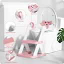 Potty Training Seat, Upgrade Toddler Toilet Seat for Kids Boys Girls, 2 in 1 Potty Training Toilet, Splash Guard Anti-Slip Pad Step Stool Bear, Pink