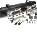 Chrome 580 Air Compressors System Kit 5 Gal Tank 180 Psi Off Switch & Relay For Air Ride Suspension Replace AI-AM-COM580