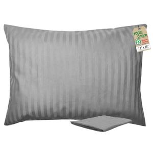 ZPECC Toddler Pillow with Pillowcase - 13x18 Organic Cotton Hypoallergenic Kids Pillow, Baby Essentials for Travel Crib Daycare Stroller (Intended for Age 2 and up) Grey Stripe