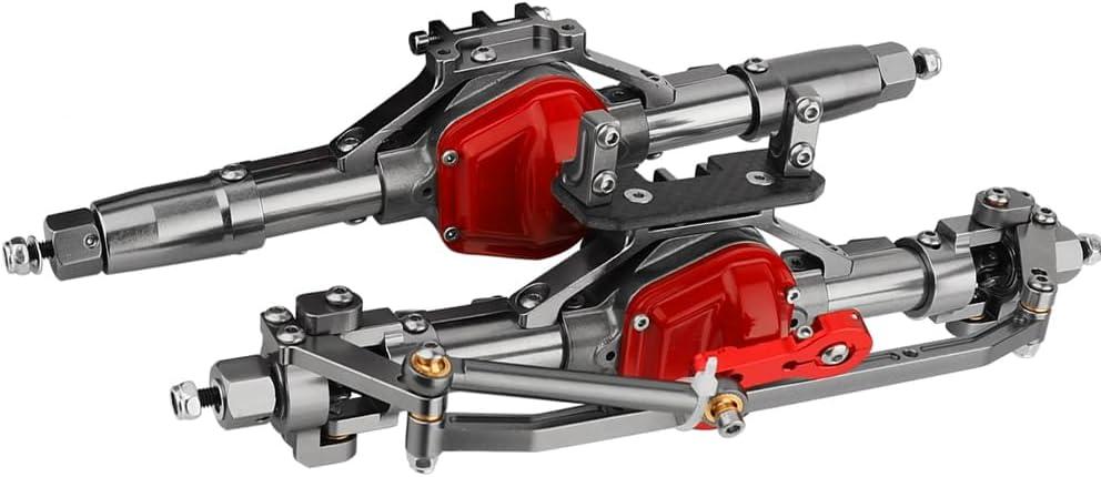 Aluminum Front Rear Complete Axle Set with Enhanced Axle Shaft for Axial SCX10 RC4WD D90 1/10 RC Crawler Upgrade Parts (Titanium Front+Rear)