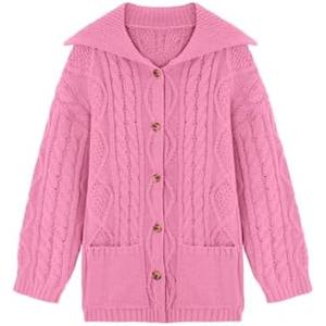 Saodimallsu Womens Cable Knit Cardigan Sweaters Fall Oversized Long Sleeve Button Open Front Knit Sweater Coats XL