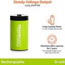 Amazon Basics Rechargeable D Cell Batteries, 4-Pack, NiMH, 10000 mAh, Recharge up to 1000x Times, Pre-Charged