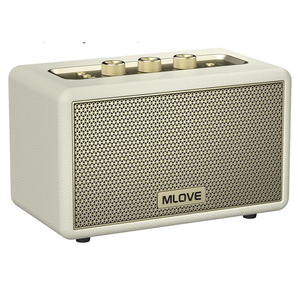 MLOVE A200 Portable Retro Bluetooth Speaker with Aux Input, USB Port, Micro SD Card Slot - Decorative Wireless Bookshelf Speakers for Home & Office, Battery Powered, White and Gold