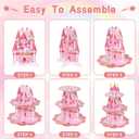 2 Pack Cupcake Stands Birthday Decorations, Themed Cupcake Holders Party Supplies Favors - 3 Tier Cardboard Cup Cake Tower for Birthday Shower Party First Day