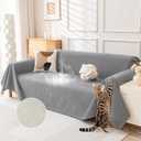 Deep Dream Cat-Scratch Resistant Couch Cover, Waterproof Sofa Cover for 3 Cushion Couch Washable,Pet Friendly Couch Protectors Anti Slip Thickened Love Seat Slipcovers for Dogs, 71" x 118",Light Grey