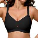 COCOMARTS Jelly Bras for Women No Underwire Seamless Push Up Bra Full Support Comfort Bralettes Wireless Plunge Everyday Bra (X-Large, Black)