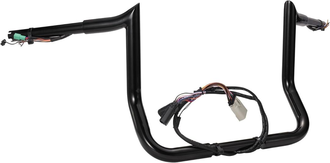 MoKitDora Street Electra Glide Ape Hanger CAN-Bus TBW Throttle by Wires Prewired Handlebar 10" Rise 1.25" Fat 1" Clamp Monkey Bagger Meathook Bars for Harley 2008-2013 FLHX FLHT Ultra Limited, Black (10 Inch)