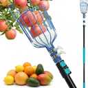 MAVRIZ 5-12ft Fruit Picker Pole with Basket, 20FT Reach Telescoping Apple Picker Extension Pole, Fruit Grabber for Harvesting Mango, Orange, Lemon, Avocado, Pear - Sturdy Aluminum Fruit Tree Picker