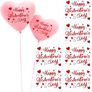 Totelux 6Pcs Red Valentine's Day Balloon Stickers with Heart Design for DIY Decorations