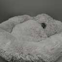 PetJett Small Dog Bed - 23'' Round Dog Beds, Calming Puppy Bed - Anti-Slip & Washable Super Soft Fluffy Plush Faux Fur Pet Bed, Anti-Anxiety Premium Comfort Donut Bed,Fits Dogs upto 25 lbs,Bright Gray