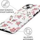 Pink Flower Phone Case for iPhone 13/iPhone 14, Cute Floral Phone Case for Girls Women, Vintage Exquisite Design Anti Scratch Stylish TPU Shockproof 2-in-1 Double Protective Cover