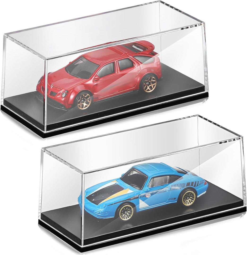 2 Pcs 1/64 Display Case Acrylic Model Cars Display Case 4.17 x 1.81 x 1.81 Inches Clear Plastic Vehicles Toy Cars Storage Collectors