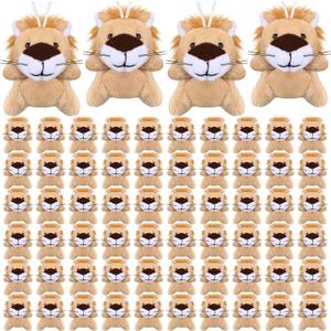 Shappy 100 Pcs Mini Animal Lion Plush Toys Small Stuffed Animals Bulk Mini Keychains Soft Cute Tiny Plushies for Birthday Gifts, Party Favors, Prizes, Carnival Prizes