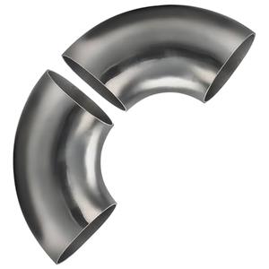 AIMCOCO 3.5 Inch 90 Degree SS304 Stainless Steel Bend Tube Exhaust Elbow Pipe for Car Modified Exhaust System 3.5" Piping Silver Tone，Stair Handrail(2PCS)