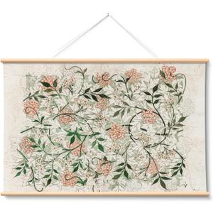HUARCEY Extra Large Canvas Wall Art 36x54 Inch William Morris Botanical Pictures Wall Decor Retro Scroll Painting Oversized Flower Wall Hanging Nature Home Decor for Living Room, Bedroom, or Study