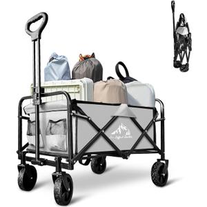 Collapsible Folding Utility Wagon Cart for Outdoor Camping, Shopping, Gray