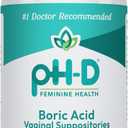 pH-D Feminine Health - 600 mg Boric Acid Suppositories - Woman Owned - for Vaginal Odor Use - 24 Count, Best Before: 12/2028
