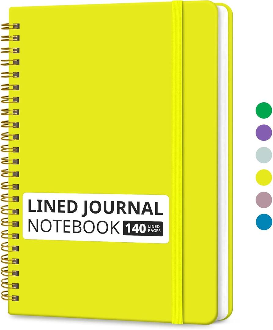 Taja Lined Spiral Journal Notebook for Women & Men, 140 Pages, College Ruled Hardcover Notebook for Work & Note Taking, Journals for Writing, A5(5.7" x 7.9") – Lemon Yellow
