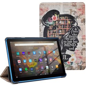 Case for All-New Fire 7 Tablet (12th Generation, 2022 Release), Book Lovers Trifold Stand Cover Backshell with Auto Wake/Sleep