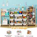 65" Large Toy Storage Organizer with Bookshelf and Stuffed Animal Storage