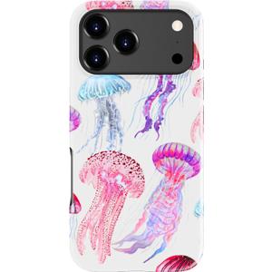for iPhone 17 Pro Case - Wireless Charging Compatible - Dual-Layer Hard Shell + Silicone Cover - Shockproof Protective Phone Case with Trendy Designs for Women - Colorful Jellyfish
